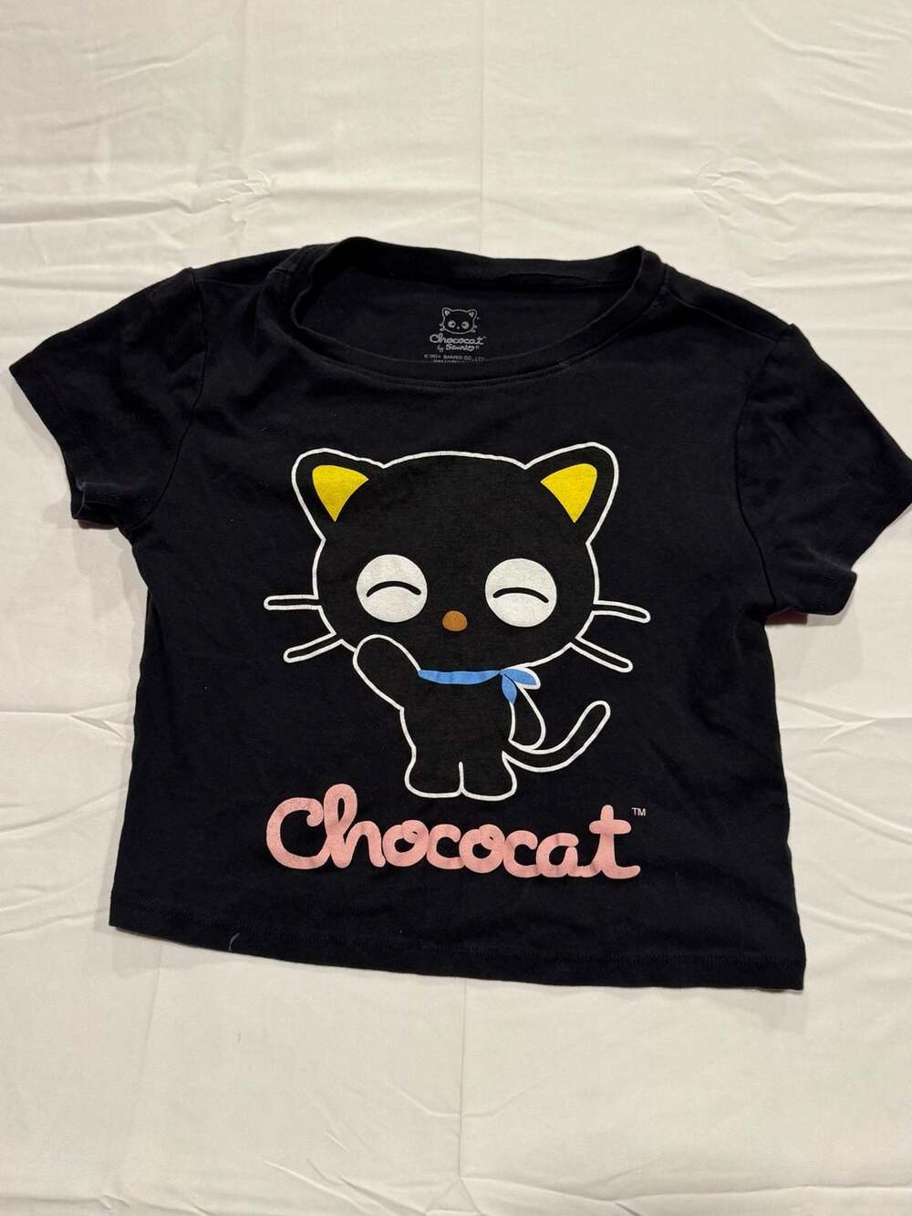 Sanrio Bioworld Chococat Waving Graphic Black Crop Top Size L